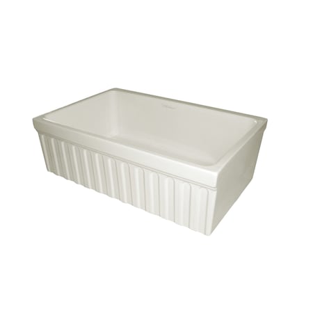 Whitehaus Rvrsbl Sink W/ A Fluted Front Apron And 2.5" Lip On One Side And 2" Li WHQ330-BISCUIT